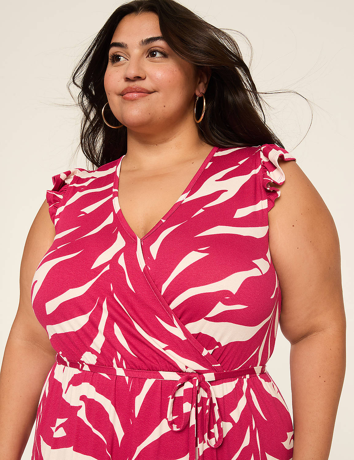 Surplice-Neck Flutter-Sleeve Midi Dress Product Image 3
