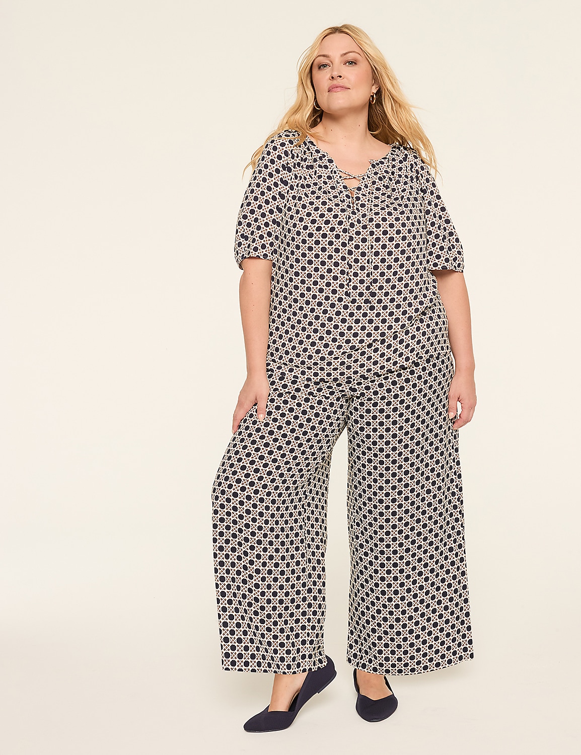 Printed Paperbag Waist Wide Leg Pant Product Image 3