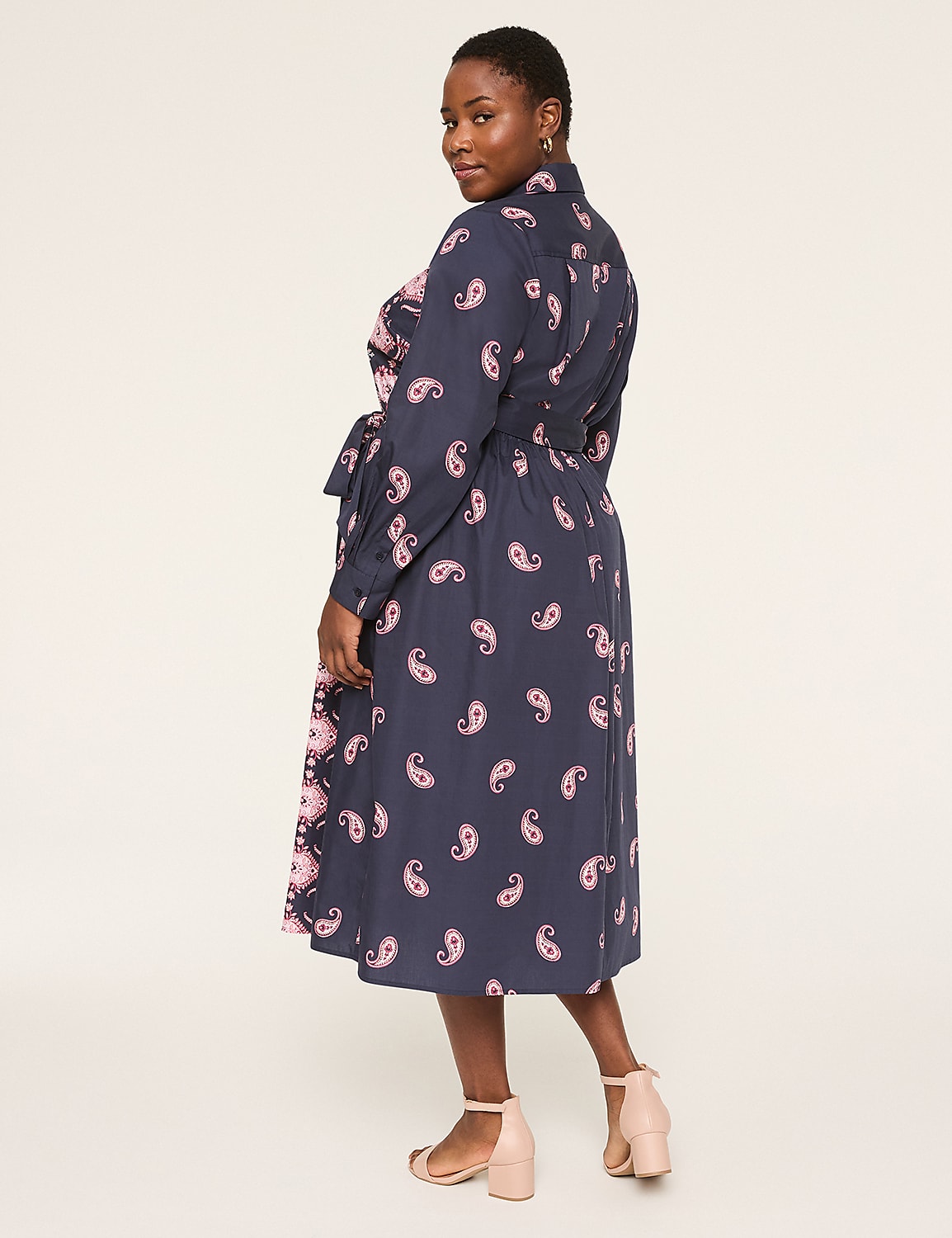 Long-Sleeve Midi Shirt Dress Product Image 2