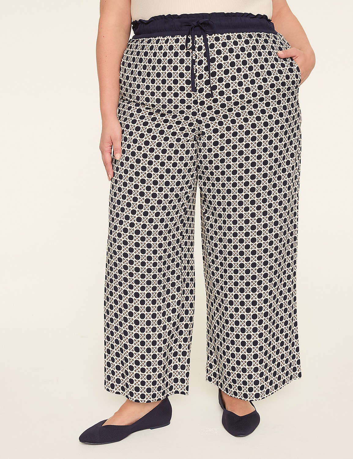 Printed Paperbag Waist Wide Leg Pant Product Image 1