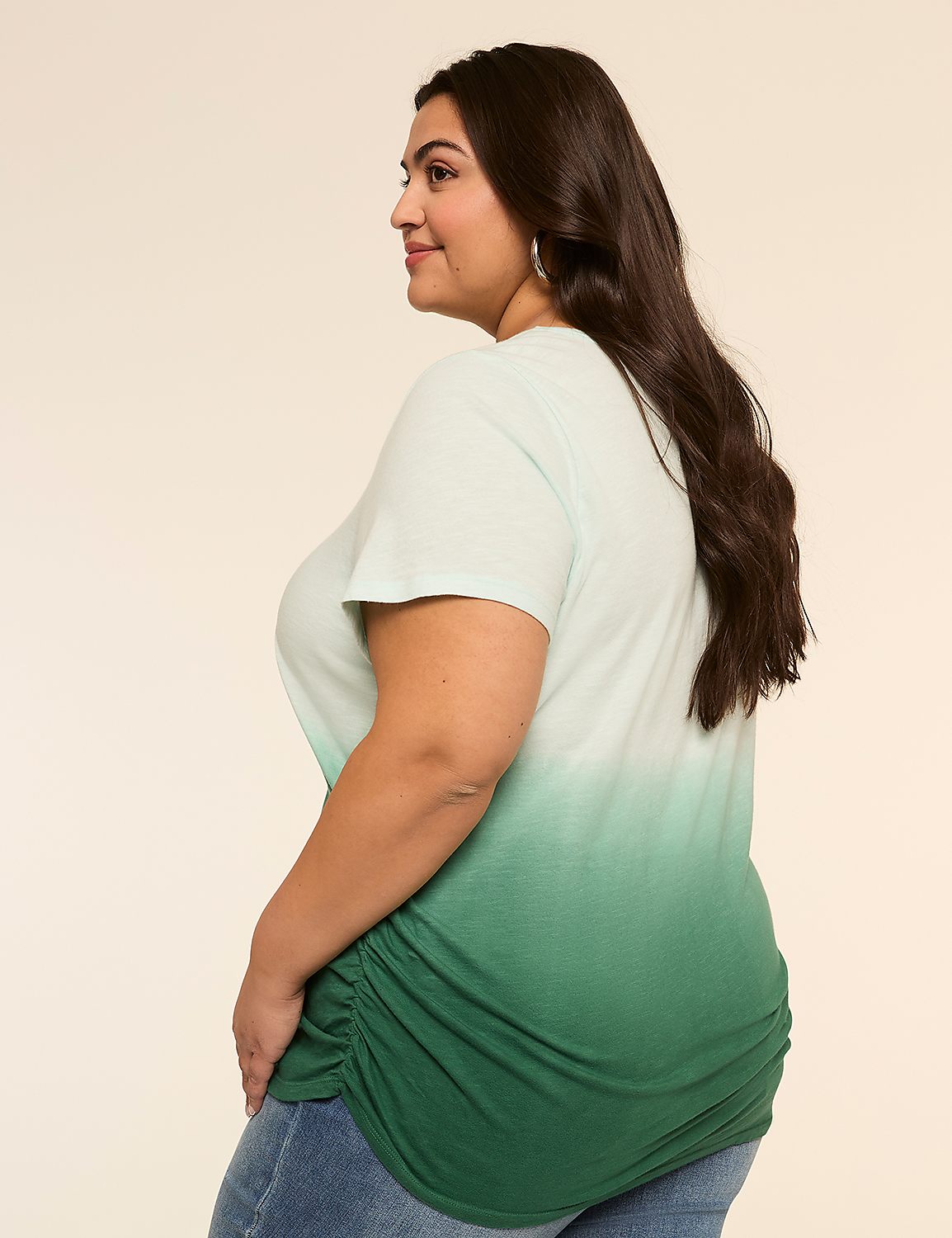 Short-Sleeve V-Neck Side-Ruched Tee Product Image 2