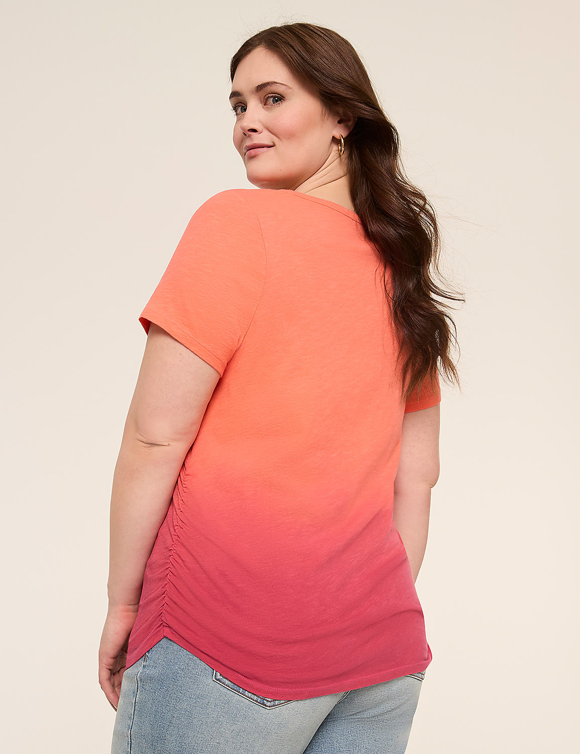 Short-Sleeve V-Neck Side-Ruched Tee Product Image 7