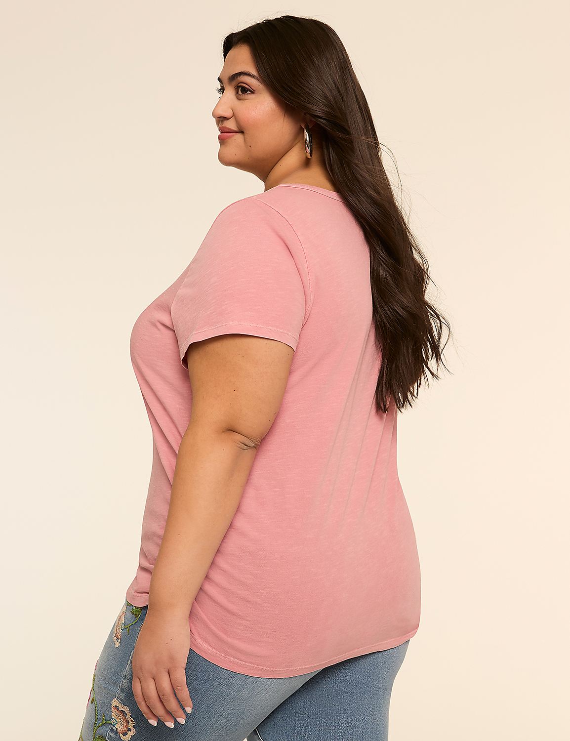 Short-Sleeve V-Neck Side-Ruched Tee Product Image 2
