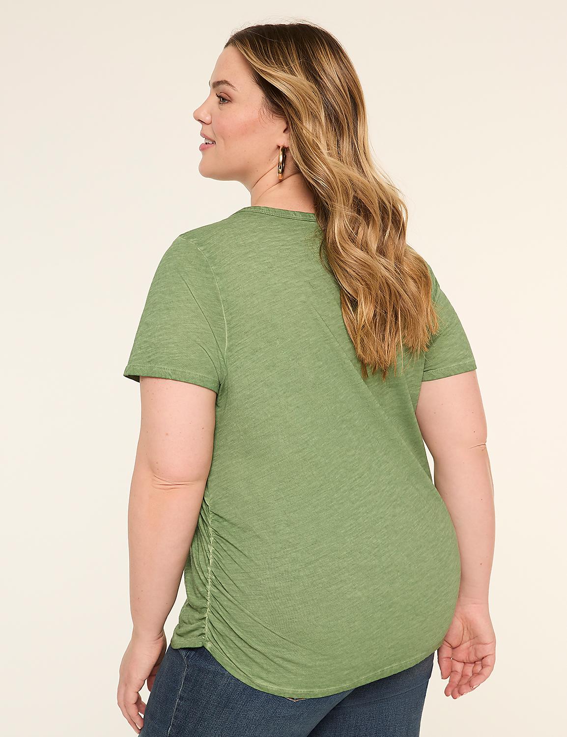 Short-Sleeve V-Neck Side-Ruched Tee Product Image 2