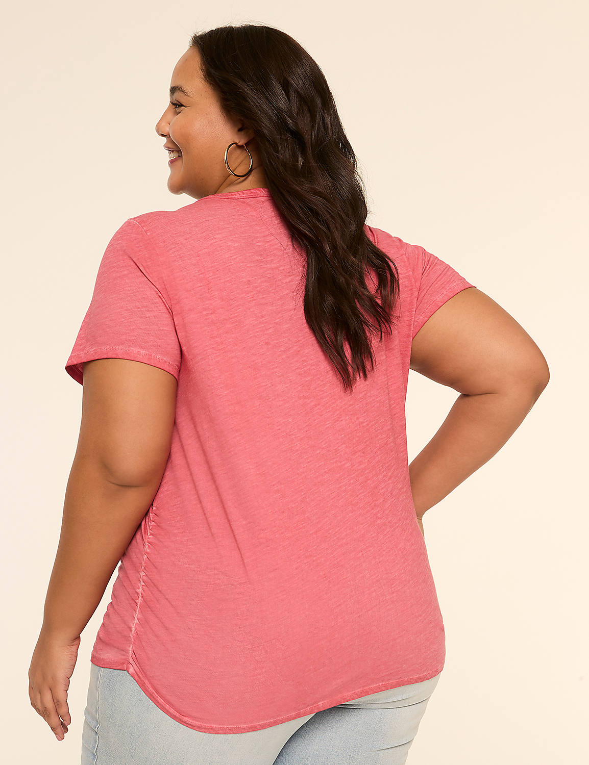 Short-Sleeve V-Neck Side-Ruched Tee Product Image 2