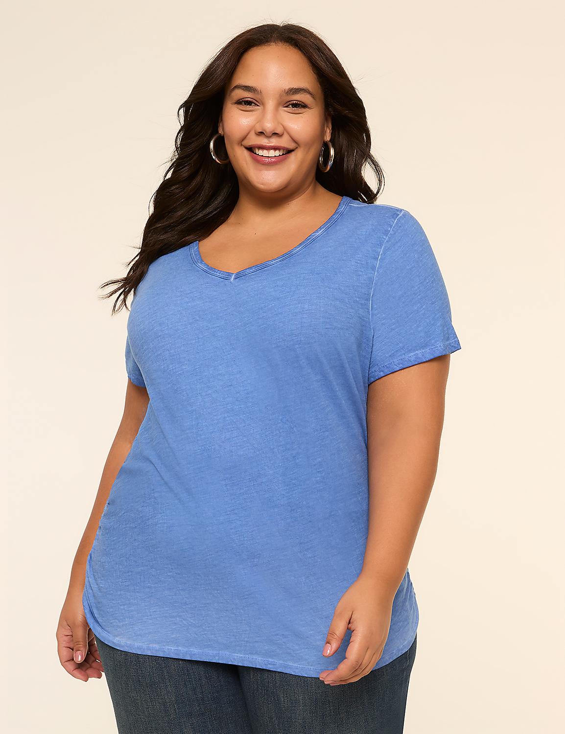 Short-Sleeve V-Neck Side-Ruched Tee Product Image 1
