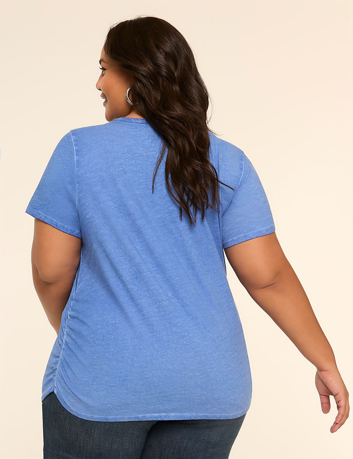 Short-Sleeve V-Neck Side-Ruched Tee Product Image 2