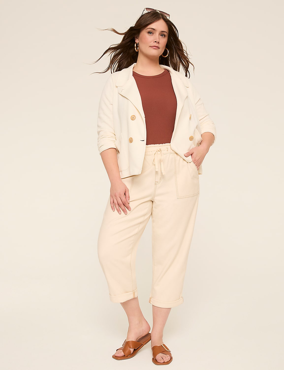 Cloud Knit Pull-On High-Rise Denim Capri Product Image 4