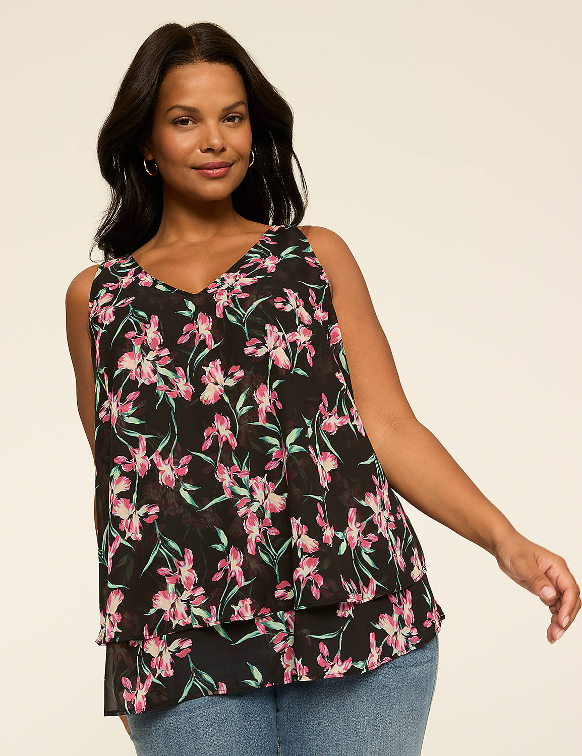 Swing Double-Layer Chiffon Tank | LaneBryant