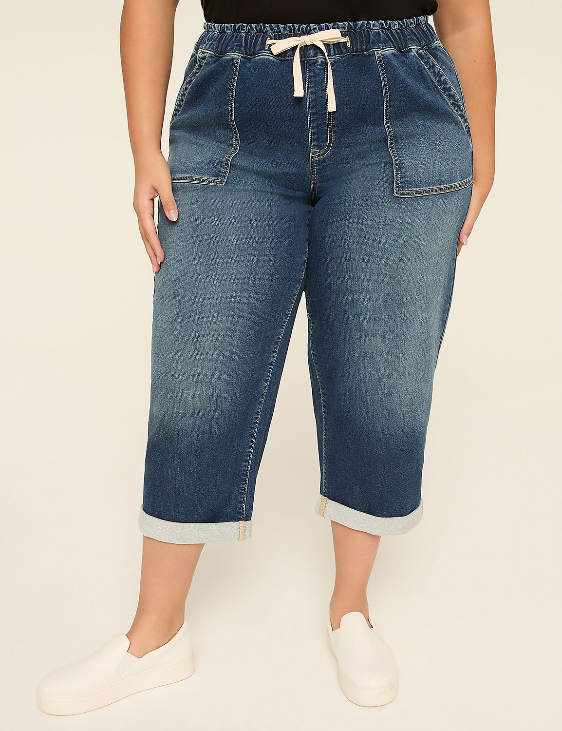 Cloud Knit Pull-On Denim Capri Product Image 1