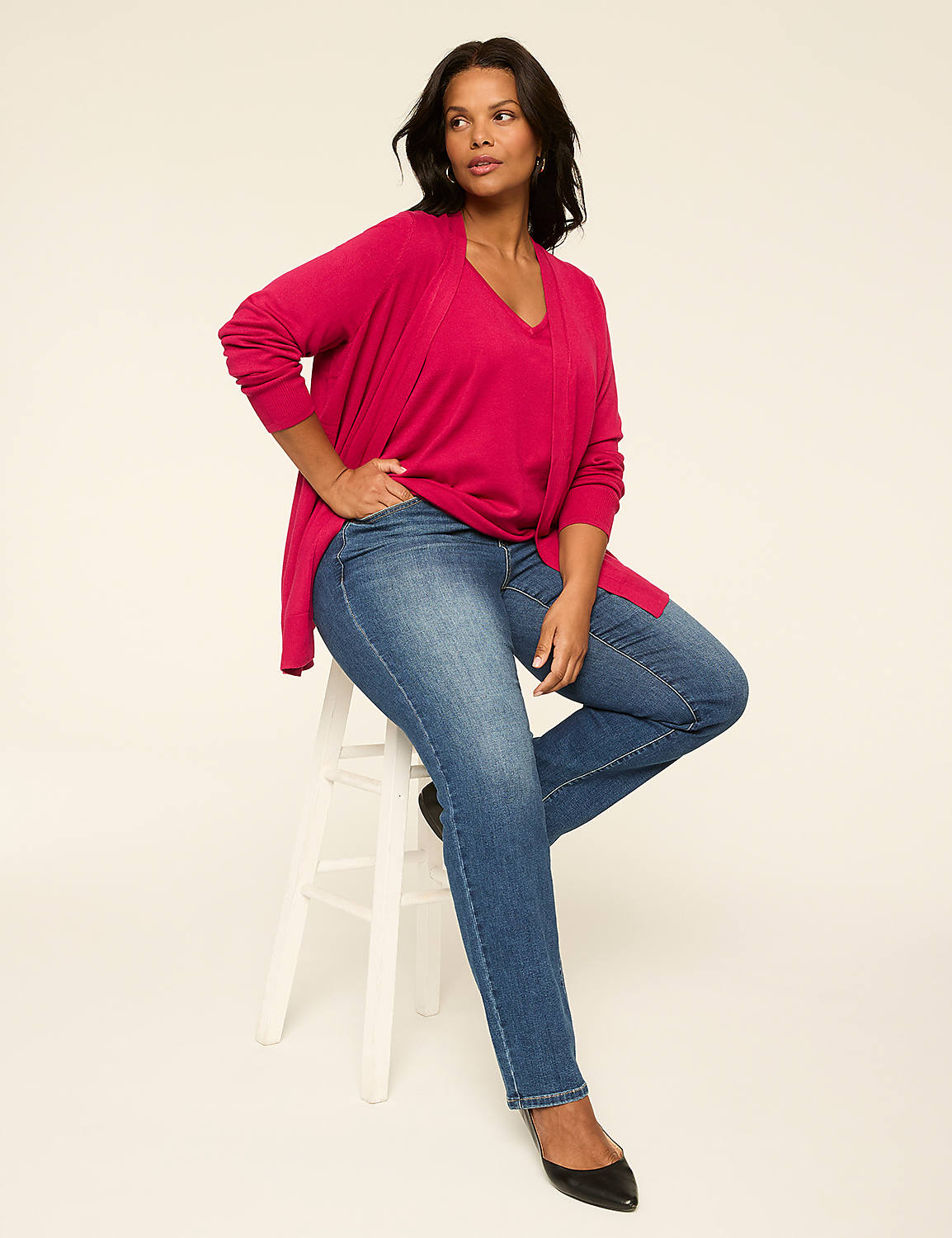 Modern Long-Sleeve Open-Front Cardigan Product Image 3