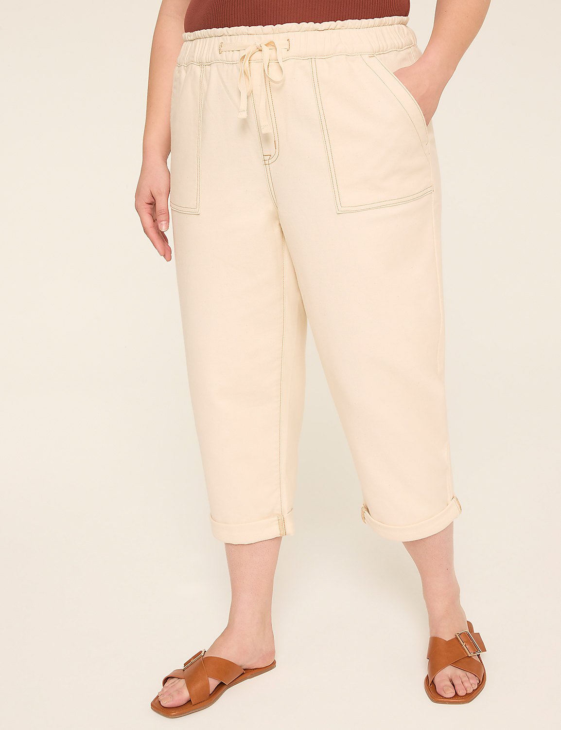 Cloud Knit Pull-On High-Rise Denim Capri Product Image 6