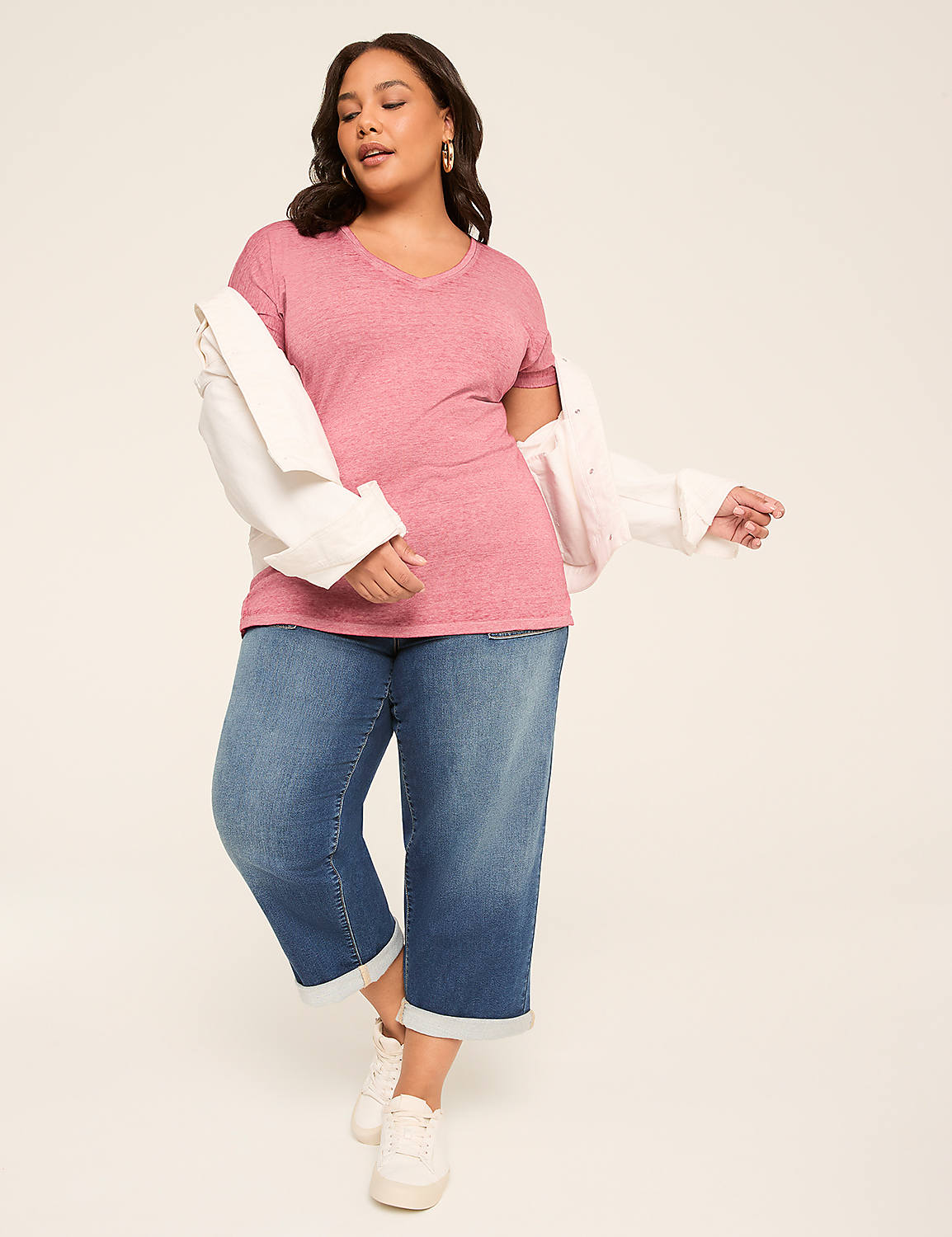 Dolman-Sleeve V-Neck Tee Product Image 3