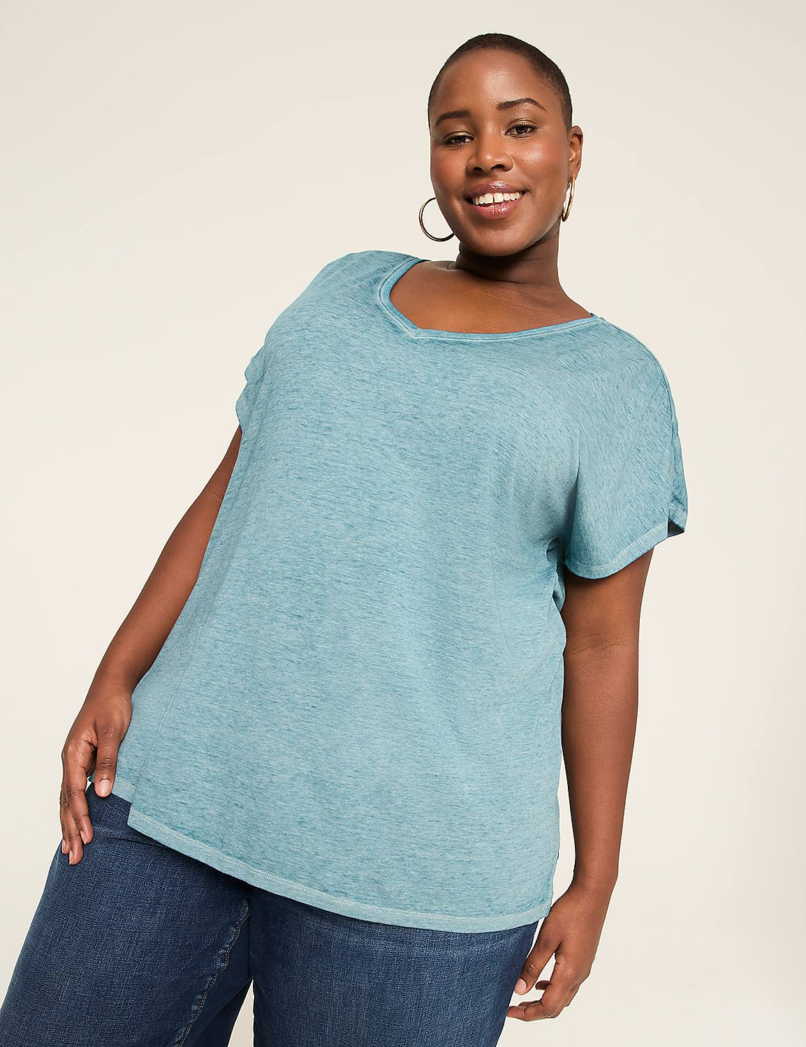 Dolman-Sleeve V-Neck Tee | LaneBryant