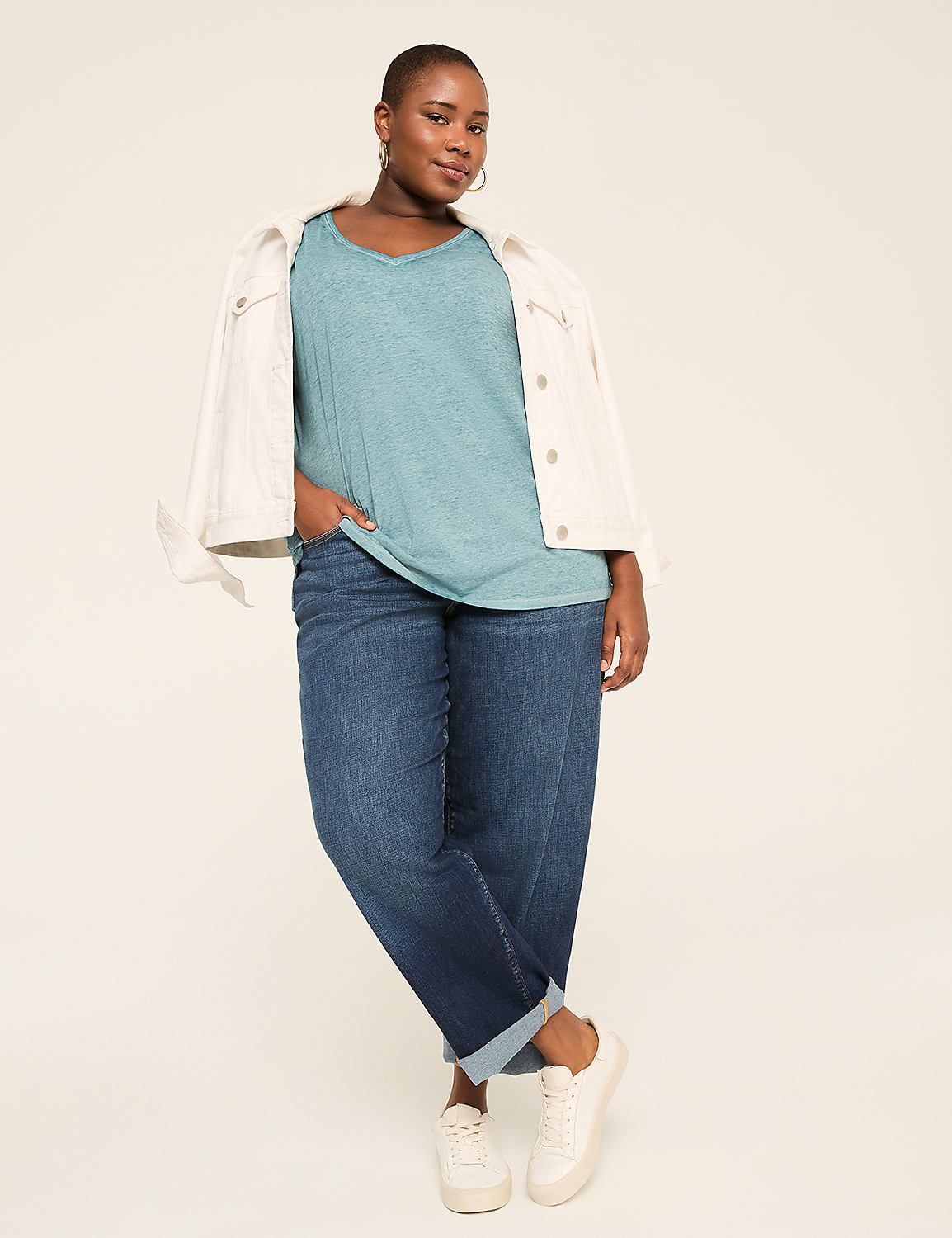 Dolman-Sleeve V-Neck Tee Product Image 3