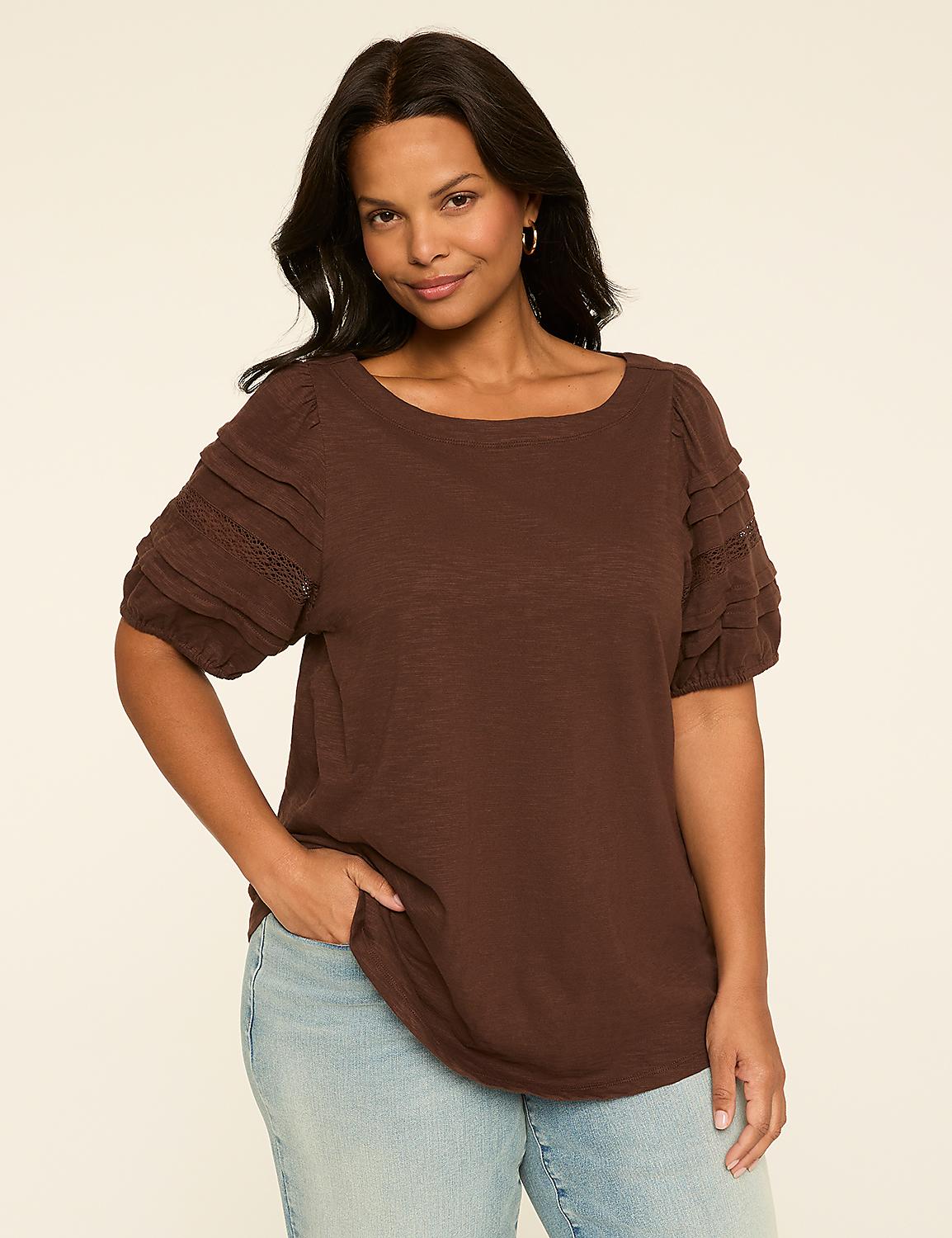 Pintuck-Sleeve Boatneck Top Product Image 6
