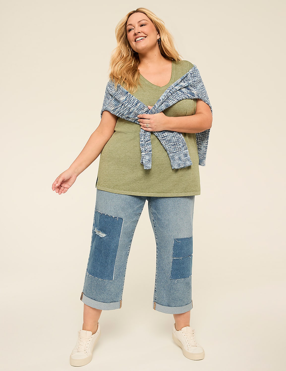 Dolman-Sleeve V-Neck Tee Product Image 3