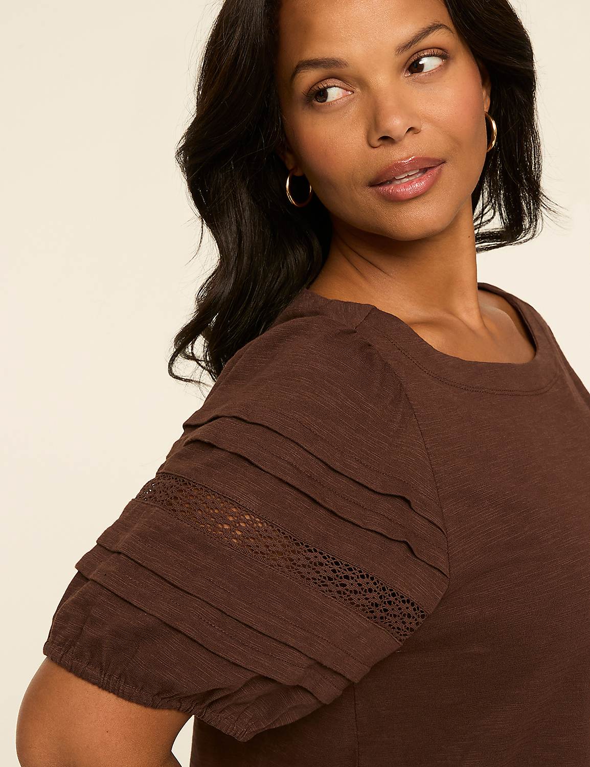 Pintuck-Sleeve Boatneck Top Product Image 4