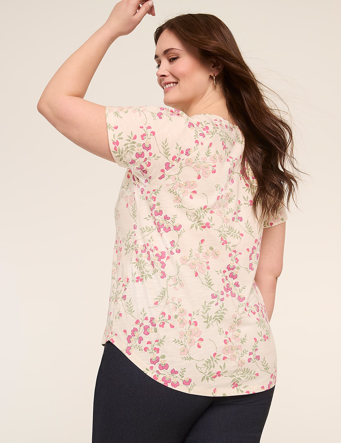 Short-Sleeve Notch-Neck Top Product Image 2