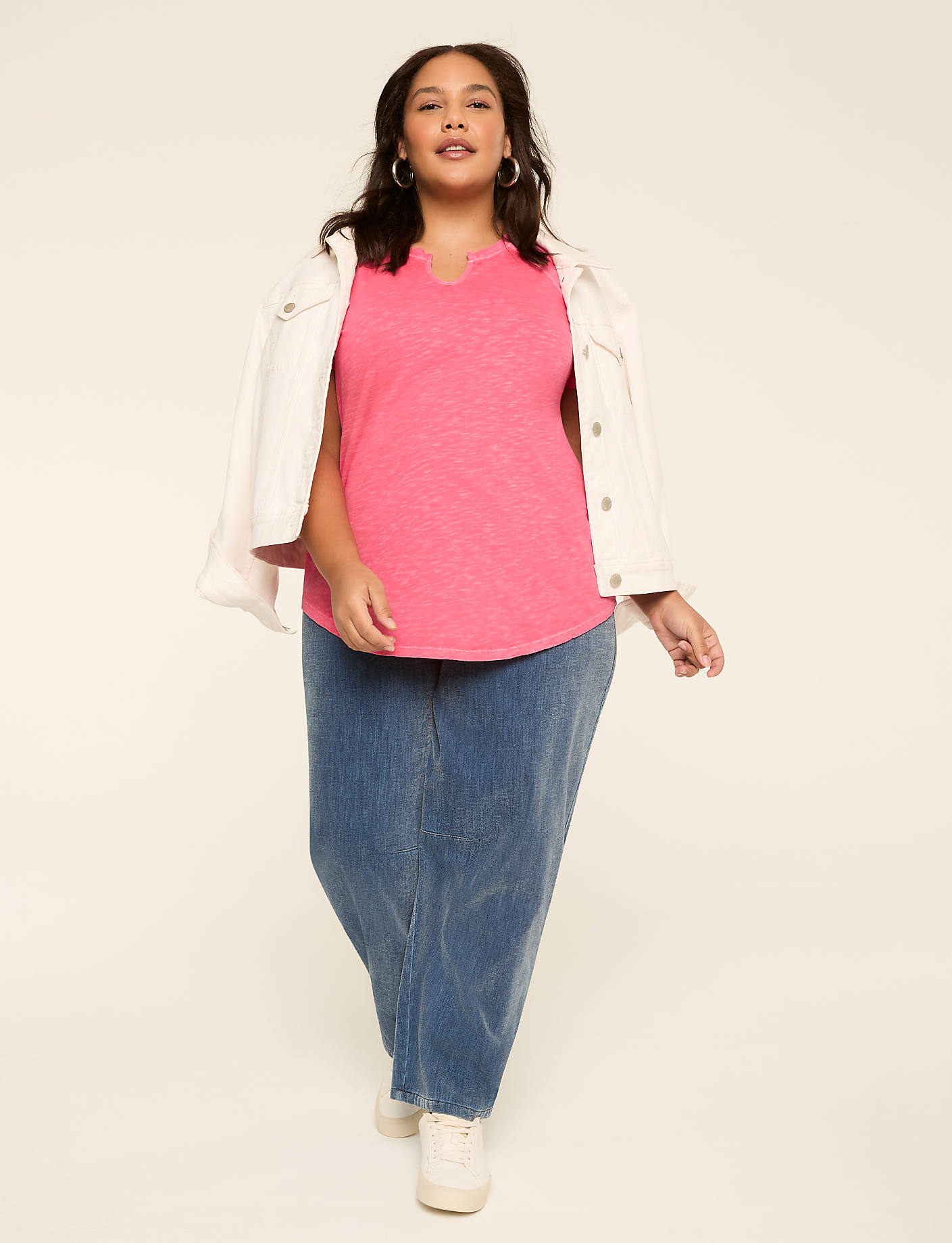 Short-Sleeve Notch-Neck Top Product Image 6