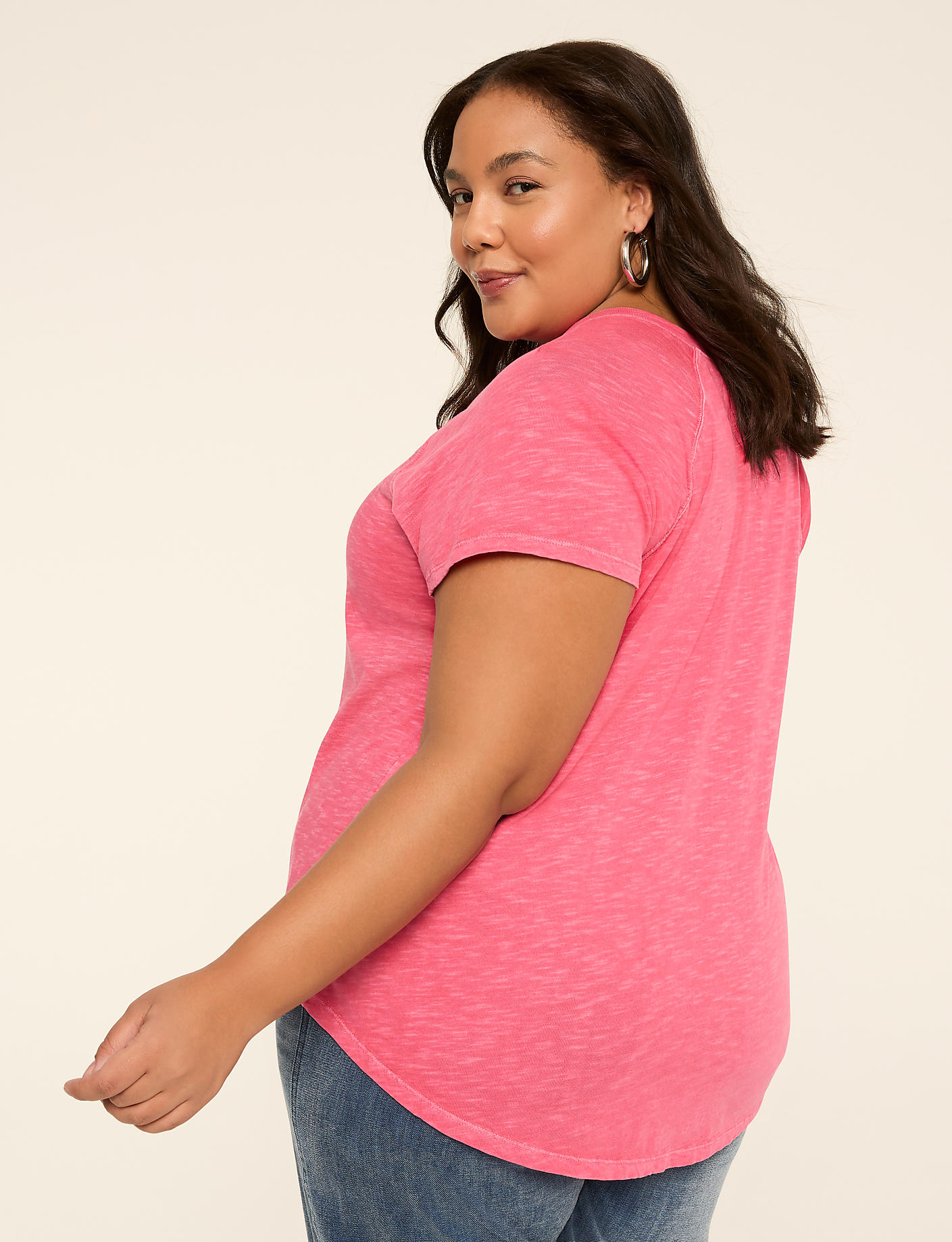 Short-Sleeve Notch-Neck Top Product Image 7