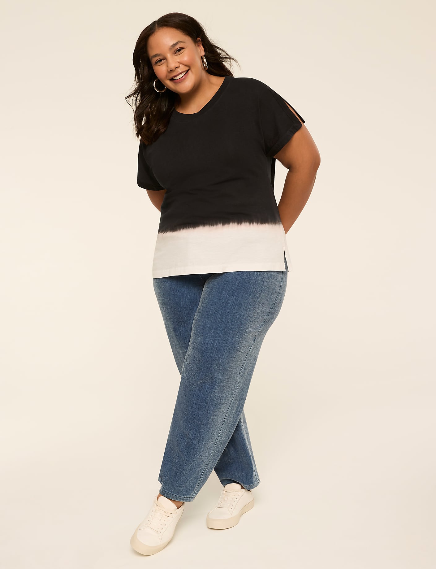 Cutaway-Sleeve Crew-Neck Top Product Image 8