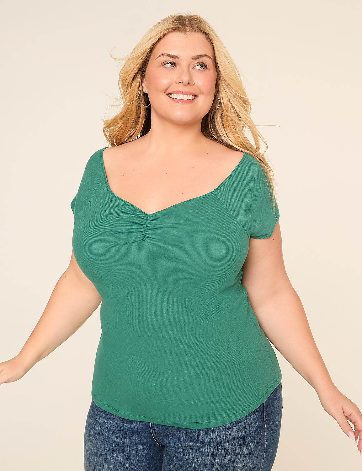 Off-The-Shoulder Shirred-Neck Top Product Image 1