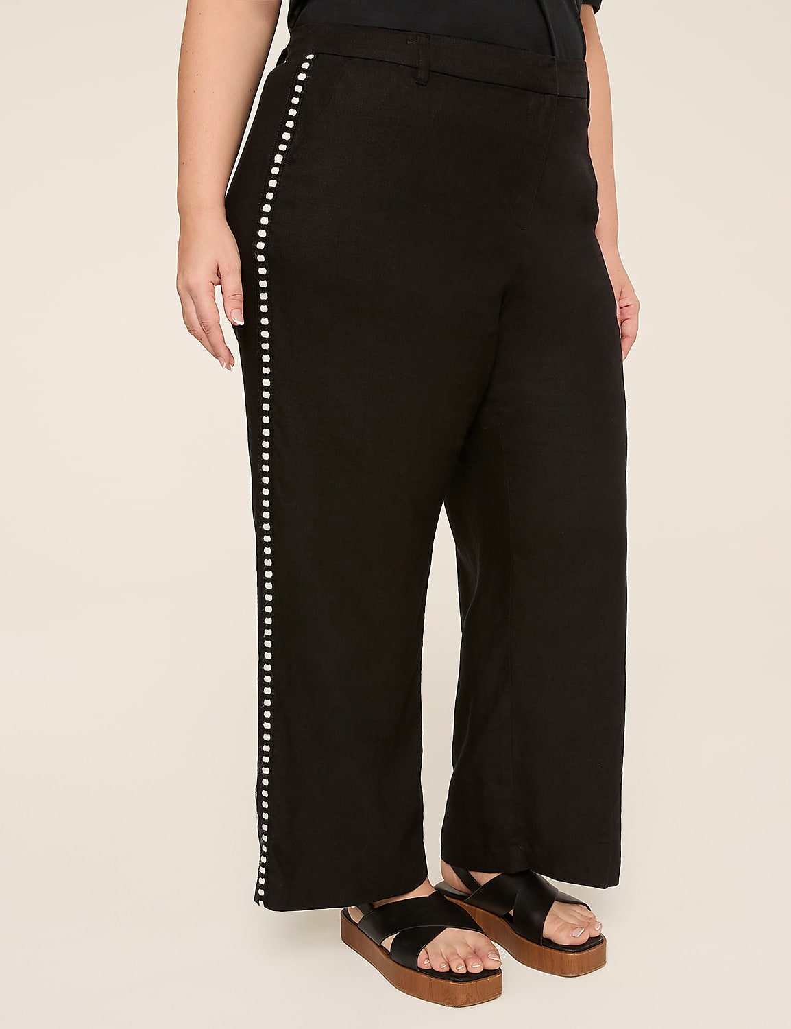 Linen-Blend Wide Leg Pant Product Image 1