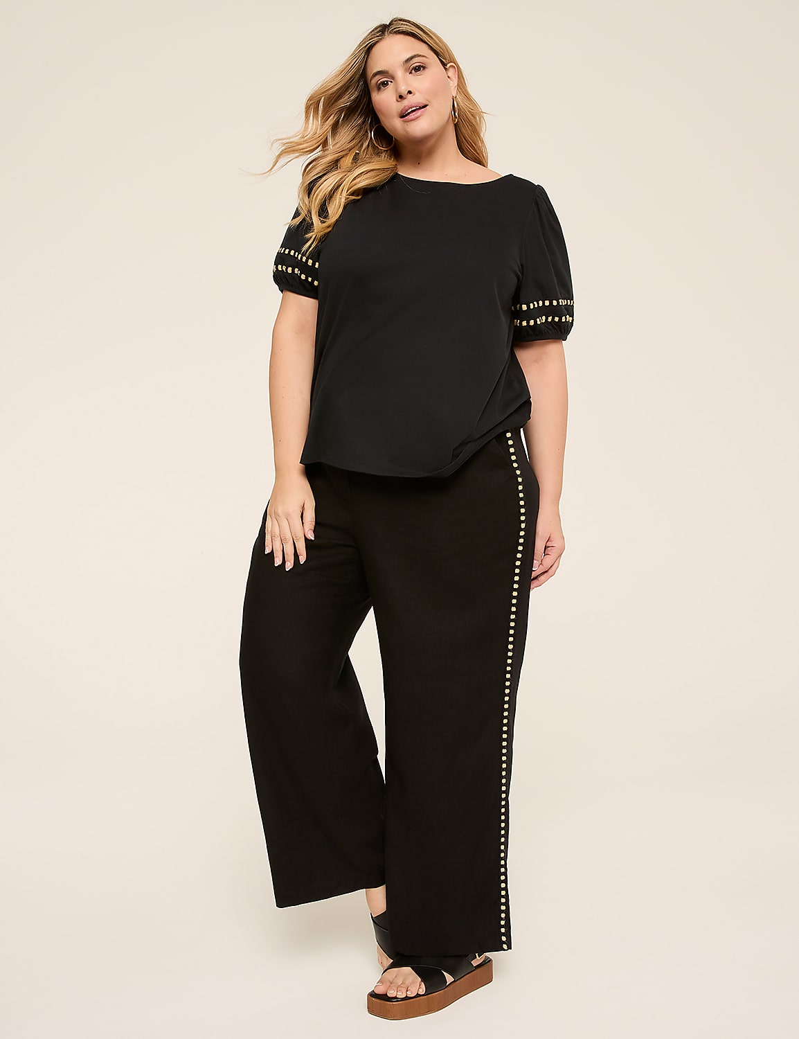 Linen-Blend Wide Leg Pant Product Image 5