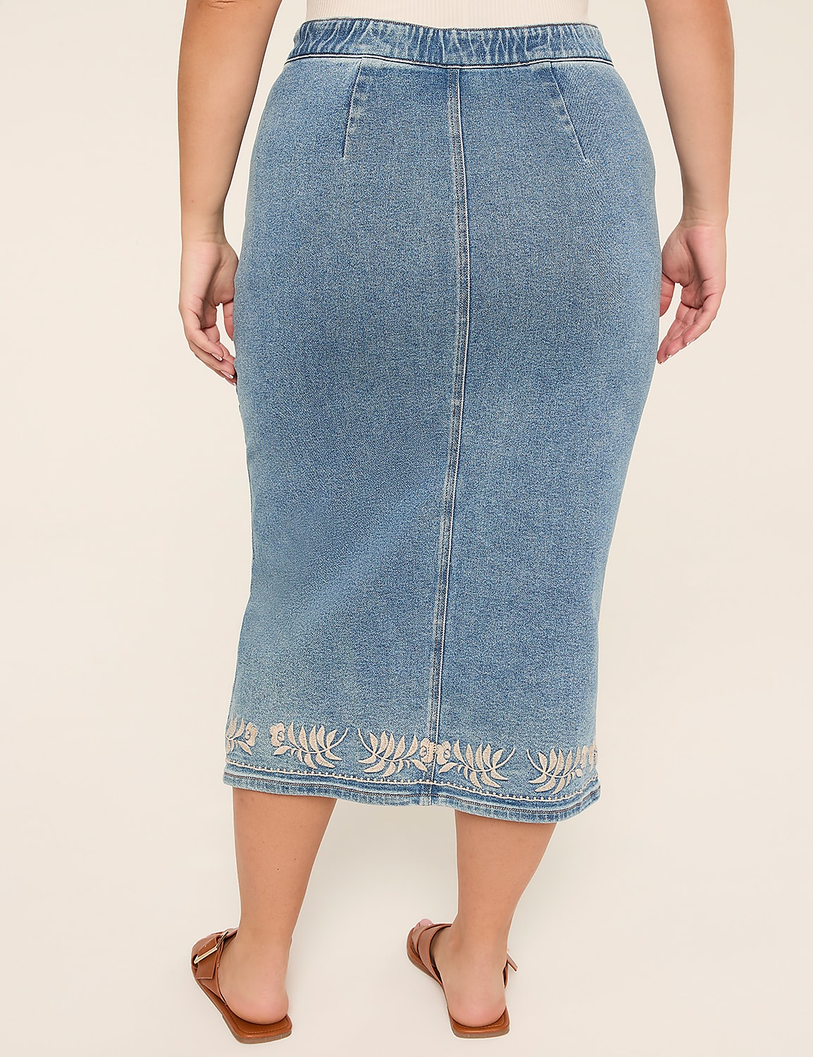 Embroidered Pencil Denim Skirt Product Image 2