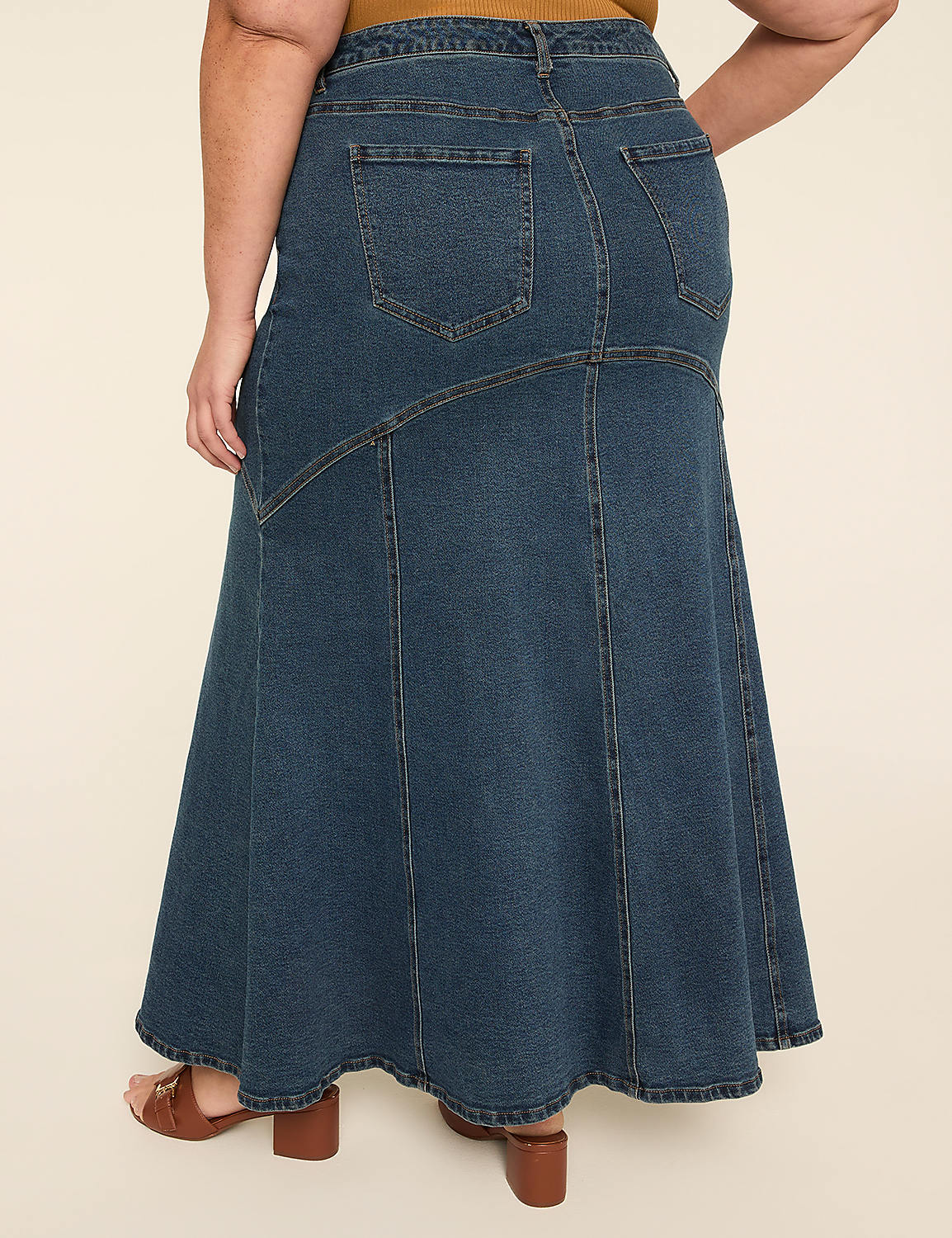 Fit & Flare Denim Maxi Skirt Product Image 2