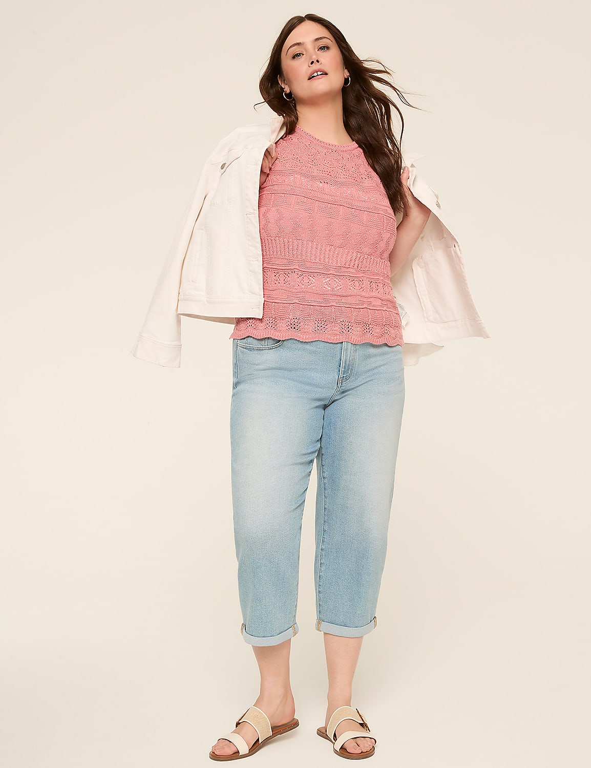 Short-Sleeve Pointelle Pullover Sweater Product Image 3