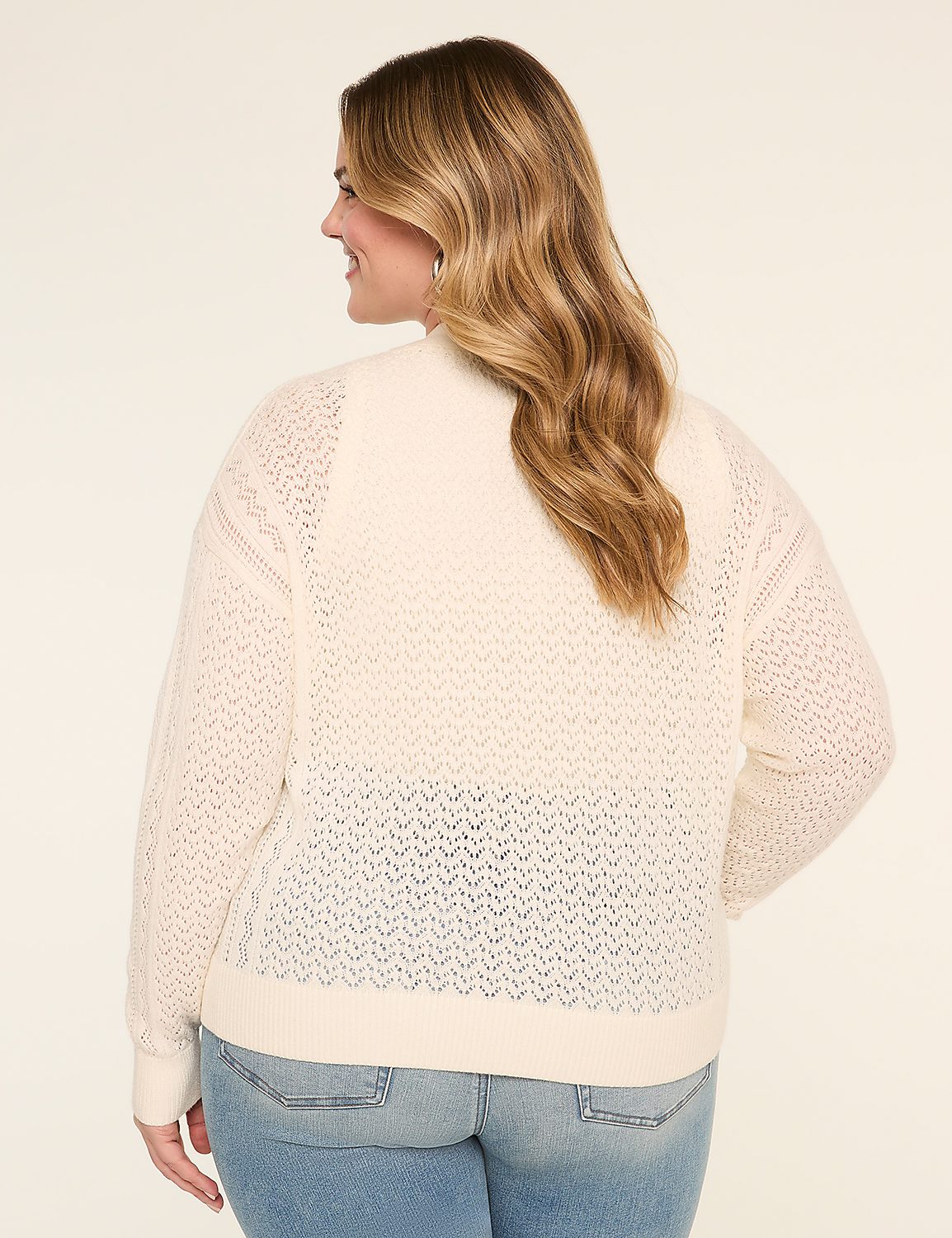 Classic Pointelle Open-Front Cardigan Product Image 2