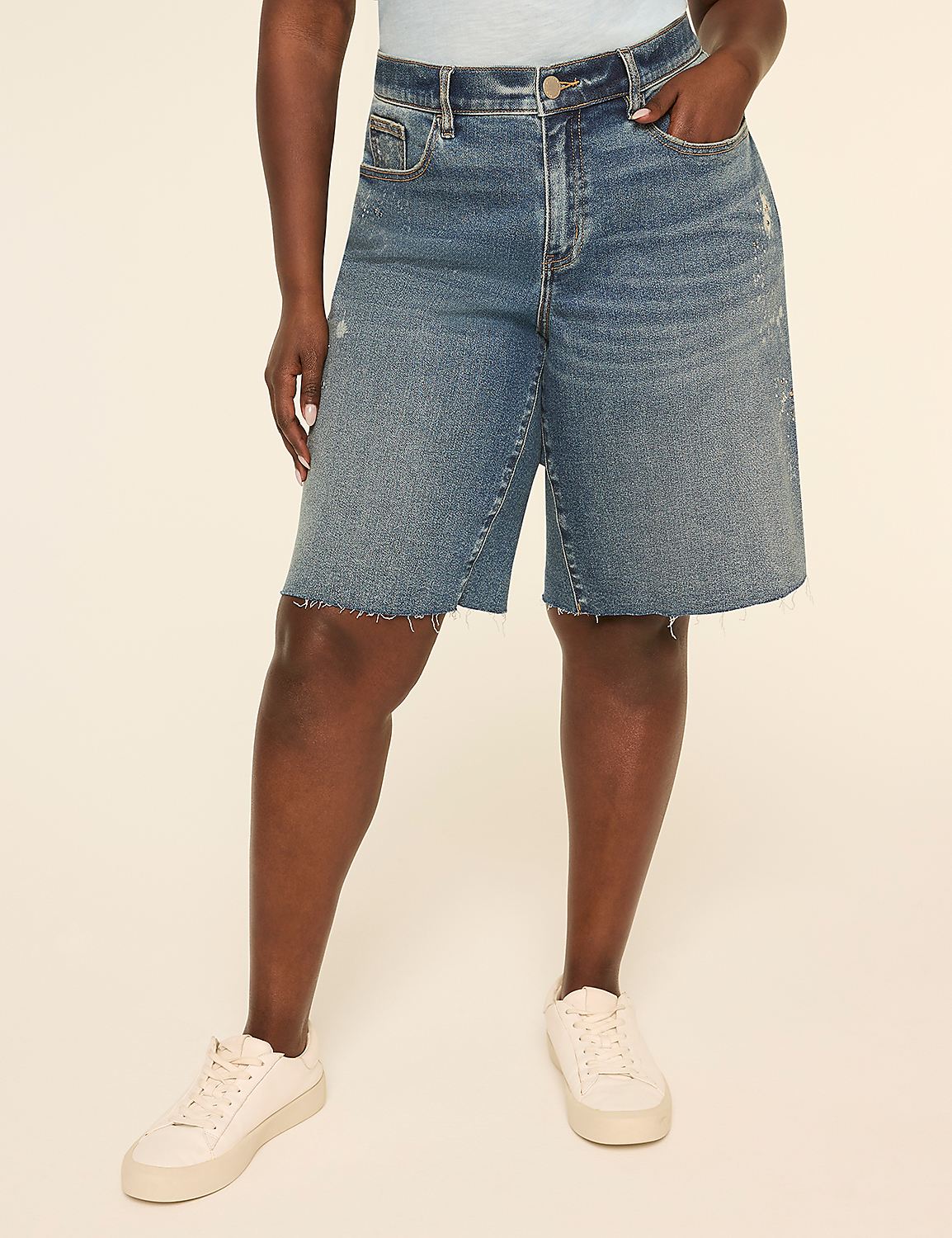 Studded Embellished Relaxed 10" Bermuda Short Product Image 1