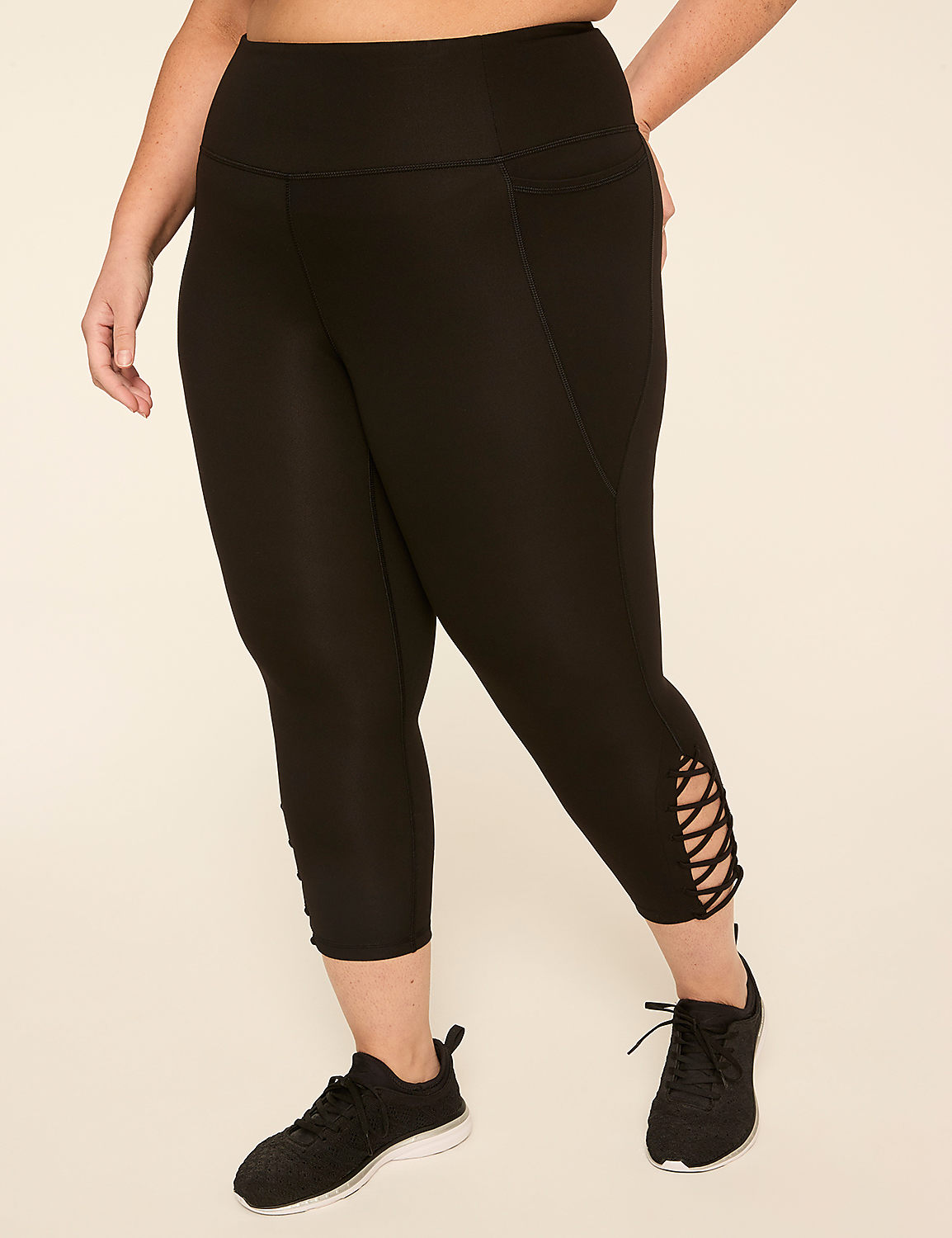 LIVI Soft Macrame-Detail 21" Capri Legging Product Image 1