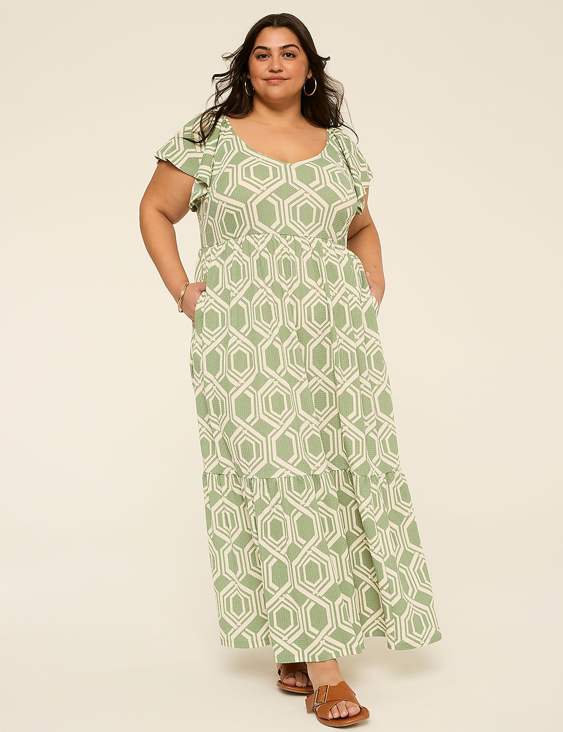 V-Neck Tiered Maxi Dress Product Image 1