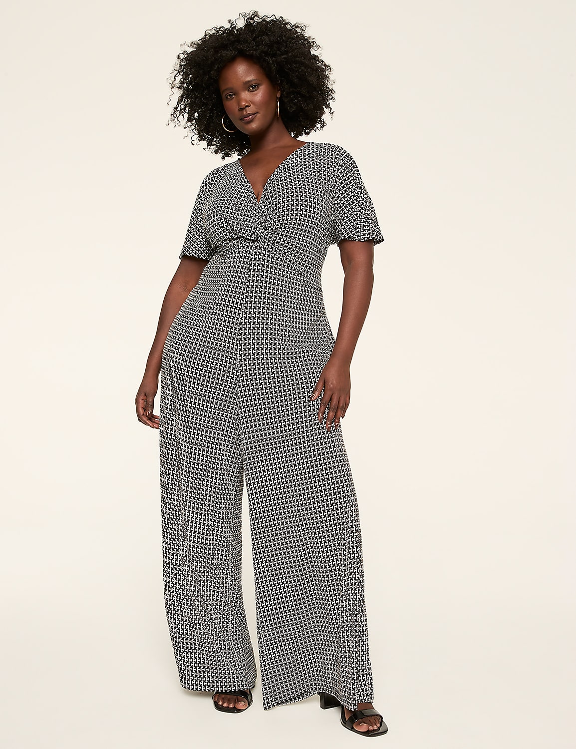 Short-Sleeve Twist Front Jumpsuit Product Image 1
