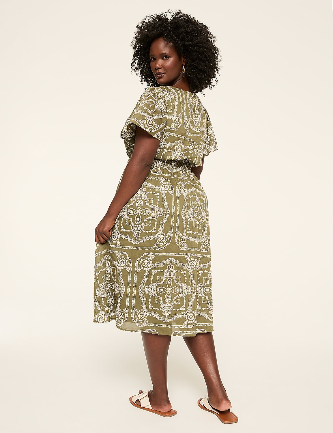Short-Sleeve Smocked Waist Midi Dress Product Image 2