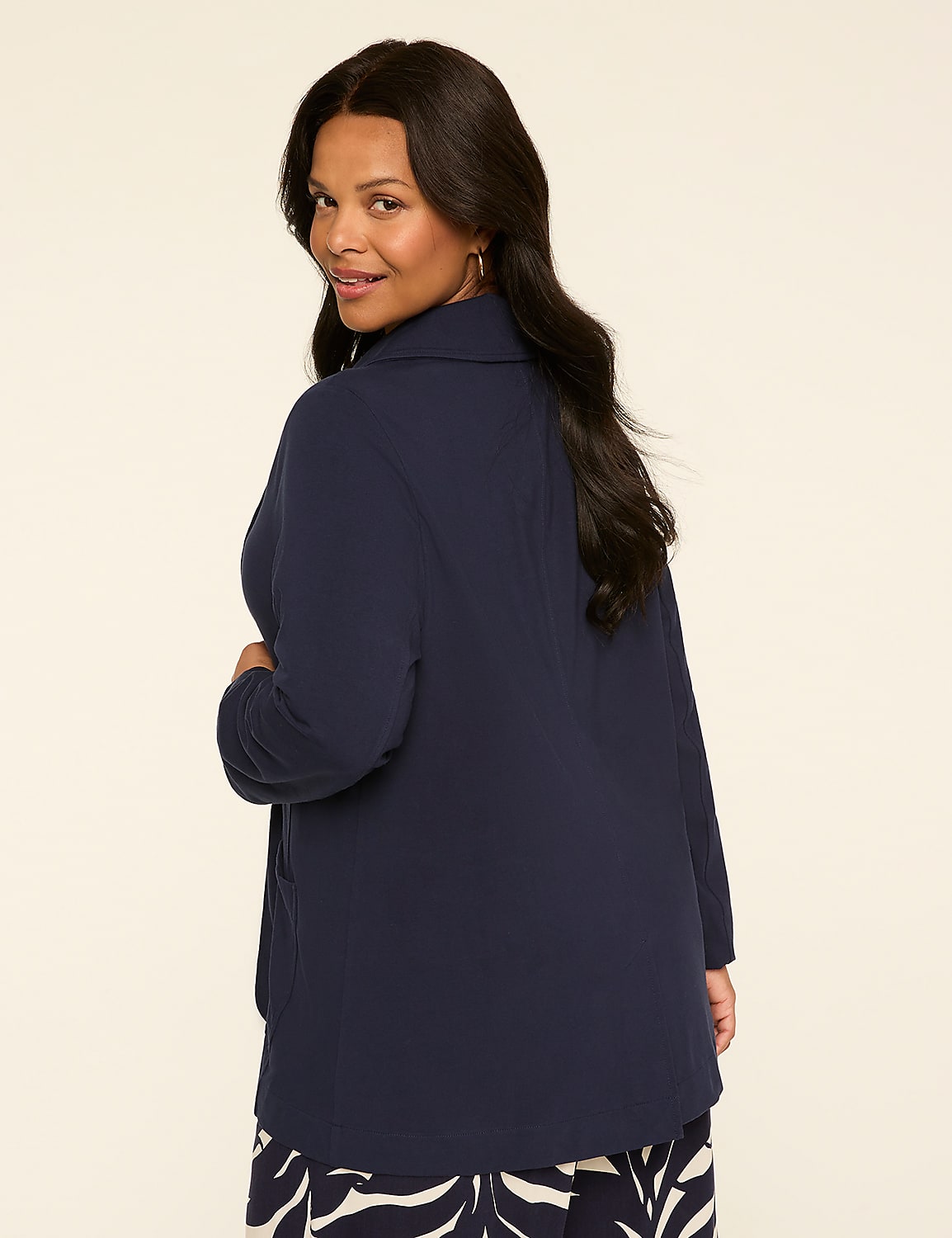 One Button Jersey Knit Blazer Product Image 2