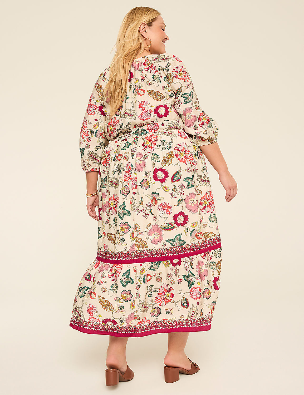 Scoop-Neck Tie-Waist Tiered Maxi Dress Product Image 2