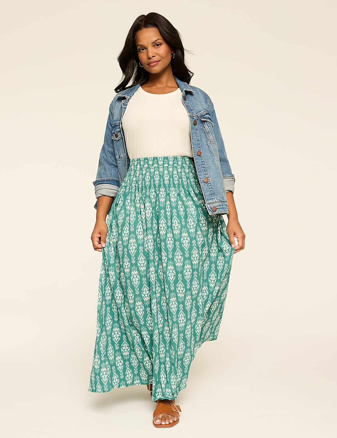 Smocked-Waist Maxi Skirt Product Image 3