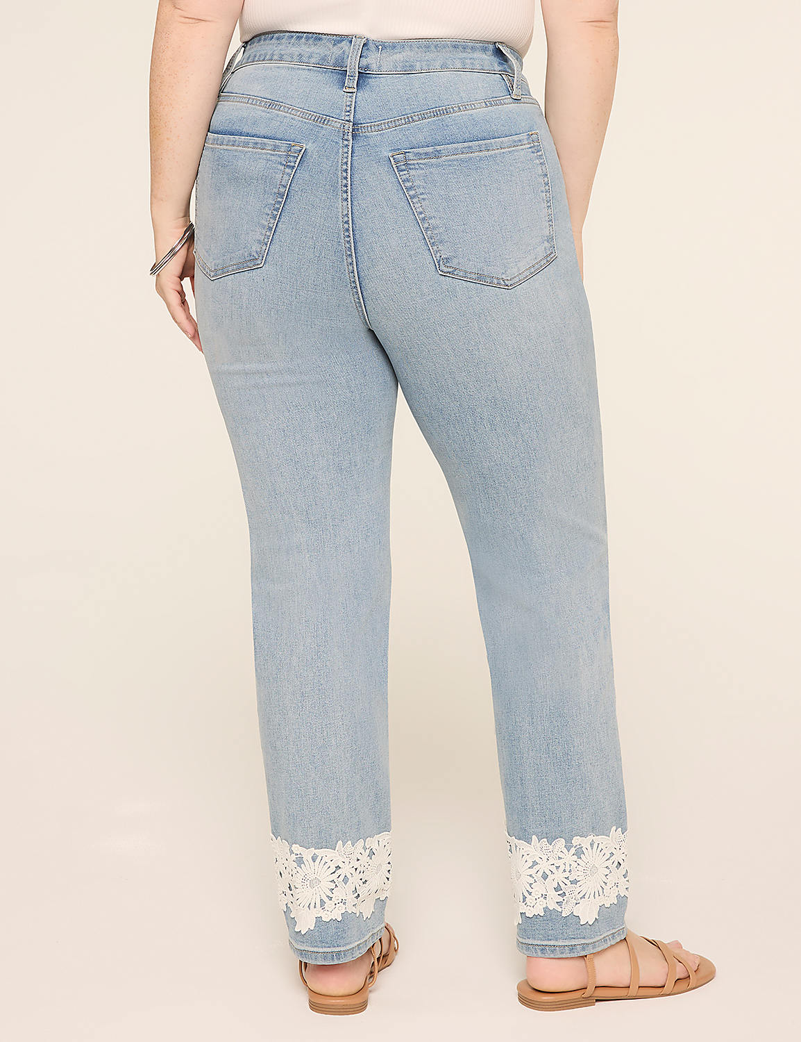 Mid-Rise Straight Lace Hem Jean Product Image 2