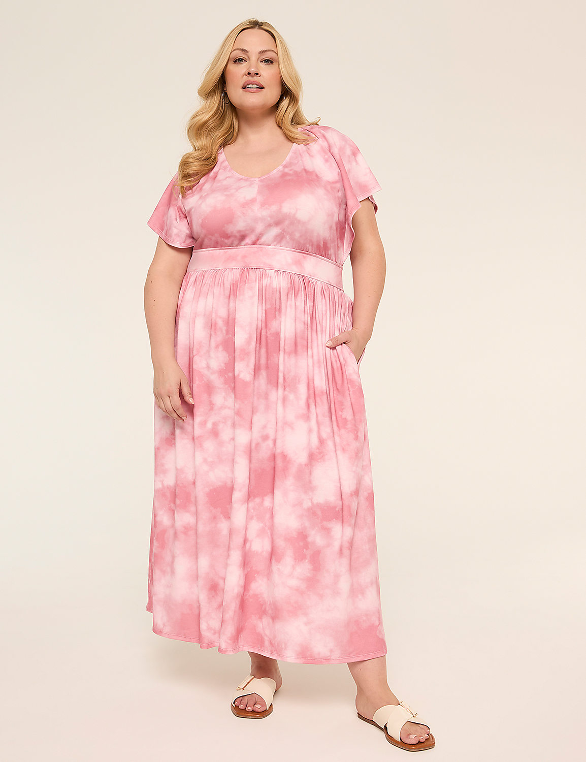 Short-Sleeve V-Neck Maxi Dress Product Image 1