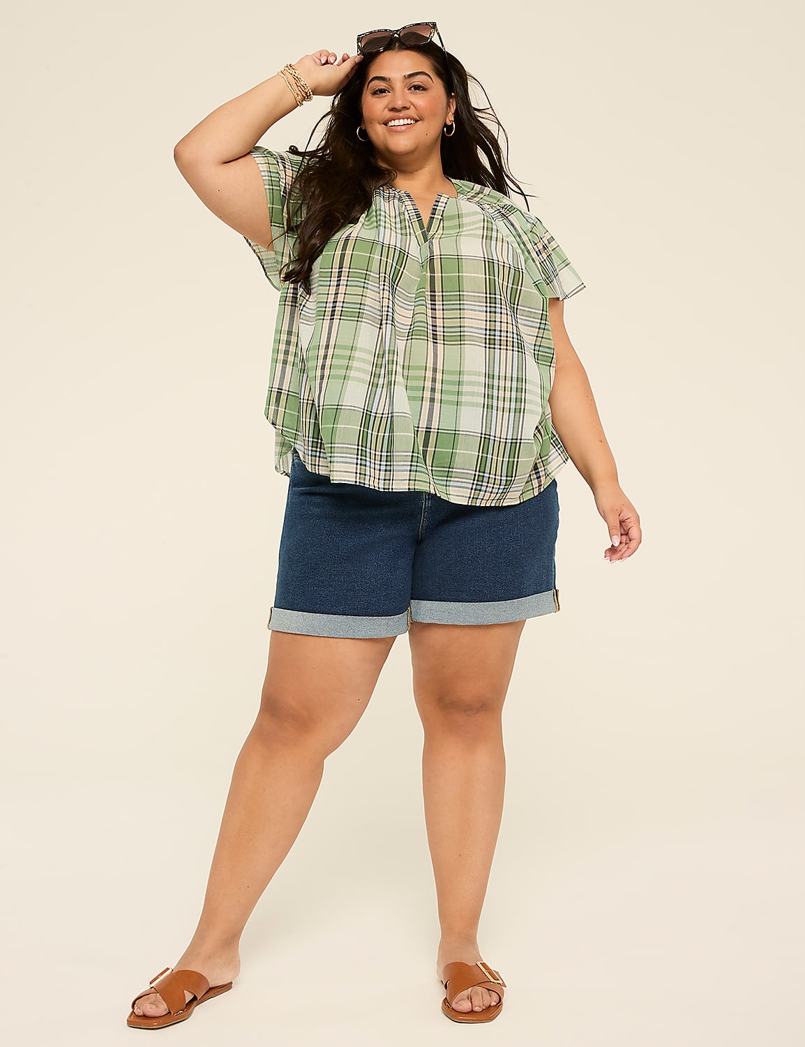 Notch-Neck Flutter-Sleeve Popover Top Product Image 3