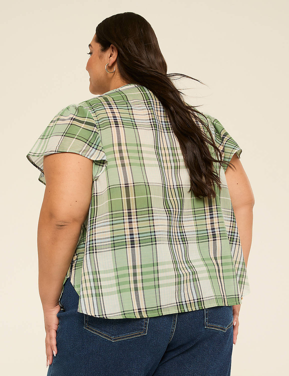 Notch-Neck Flutter-Sleeve Popover Top Product Image 2