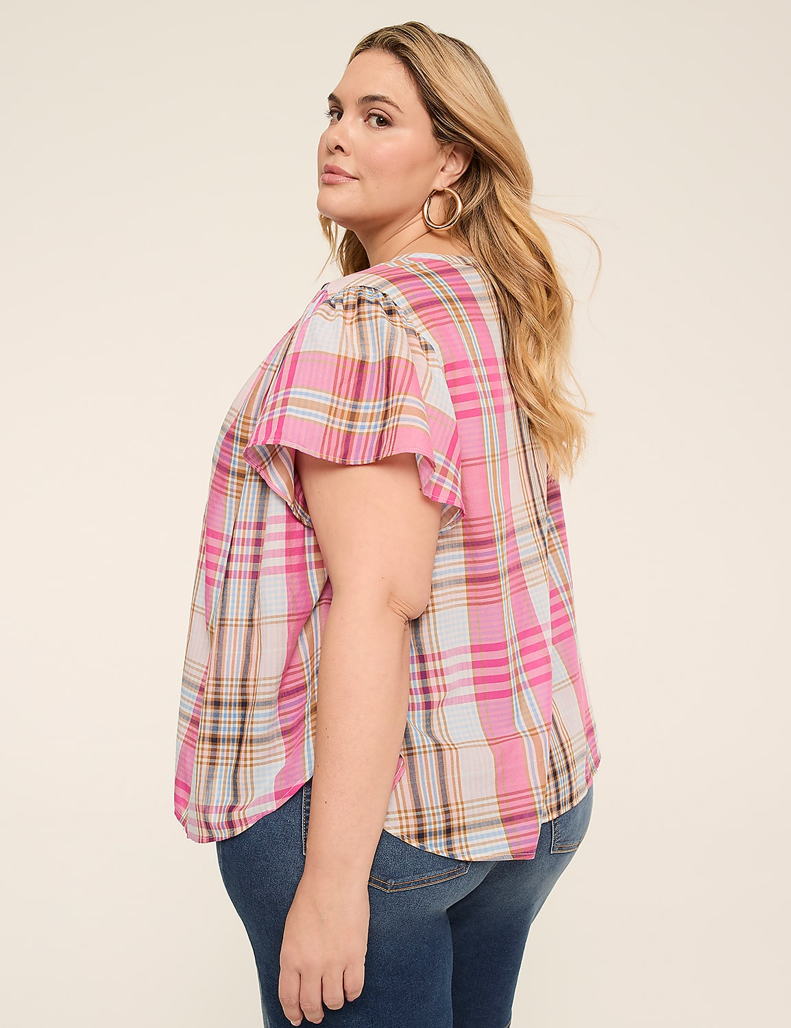 Notch-Neck Flutter-Sleeve Popover Top Product Image 2