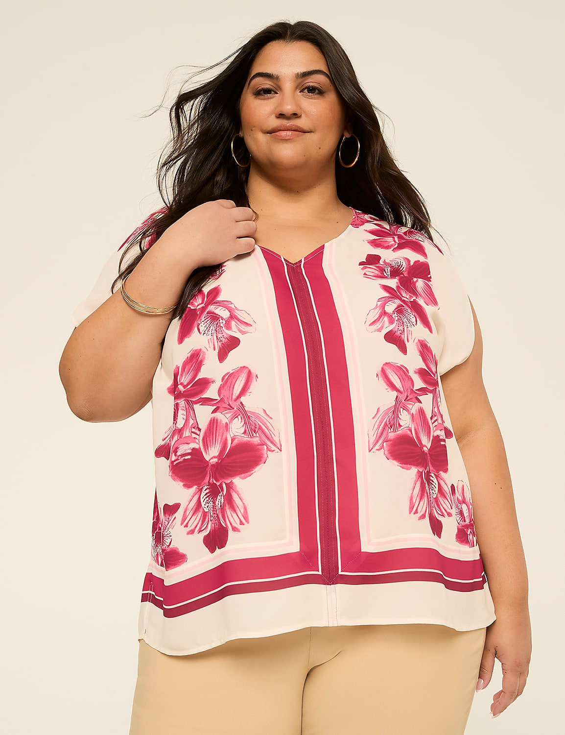 Split-Sleeve V-Neck Blouse Product Image 1