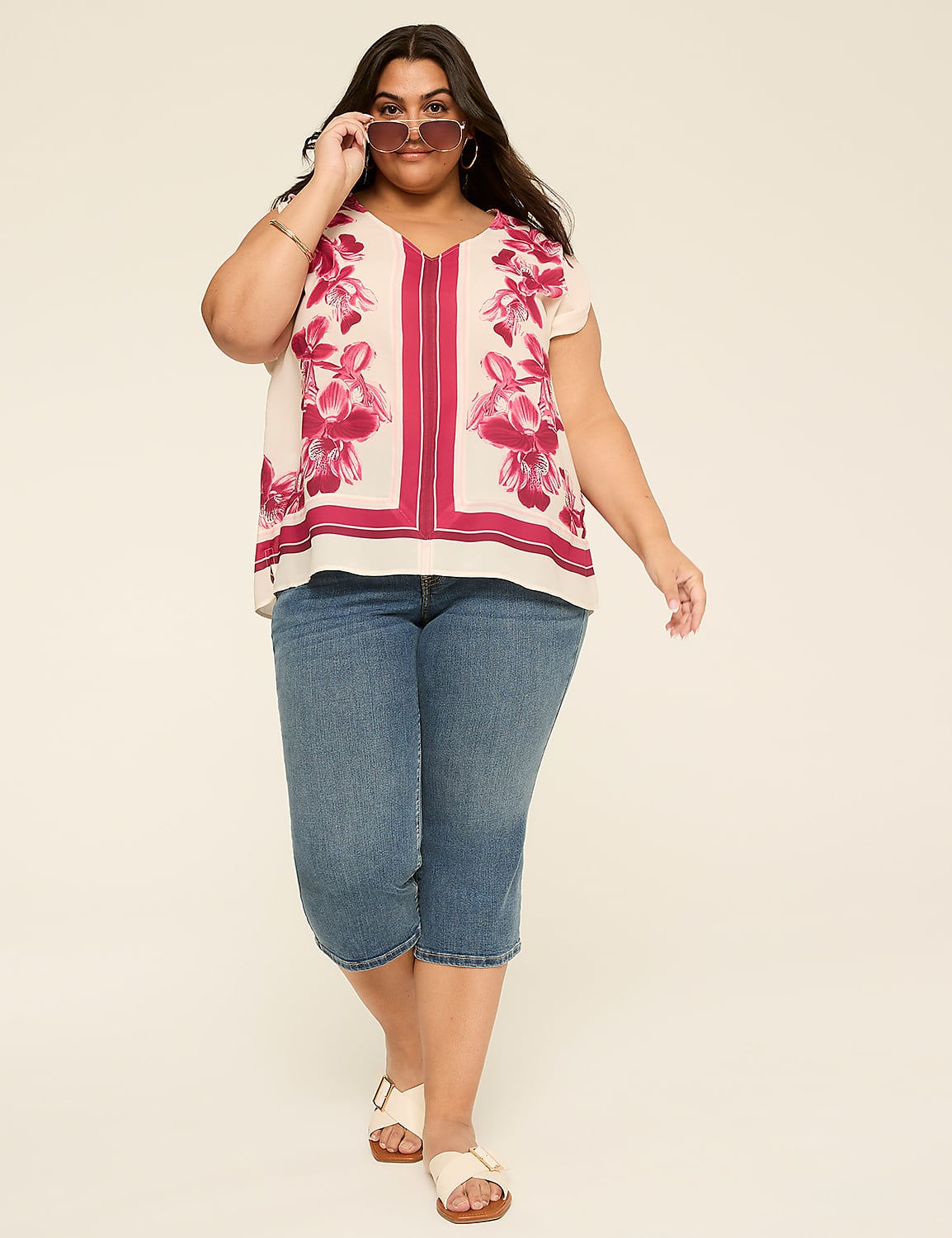 Split-Sleeve V-Neck Blouse Product Image 4