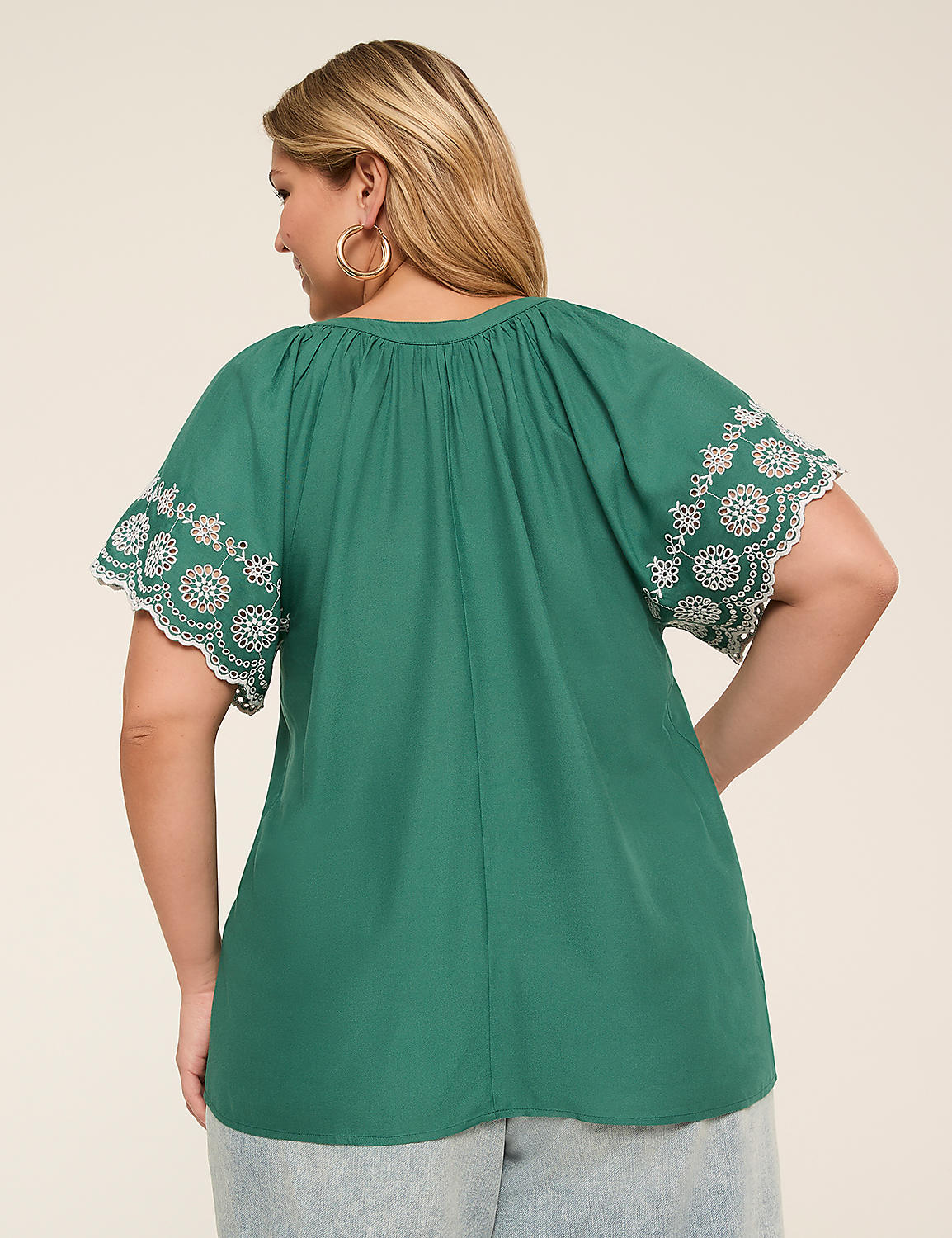 Short-Sleeve Split-Neck Top Product Image 2