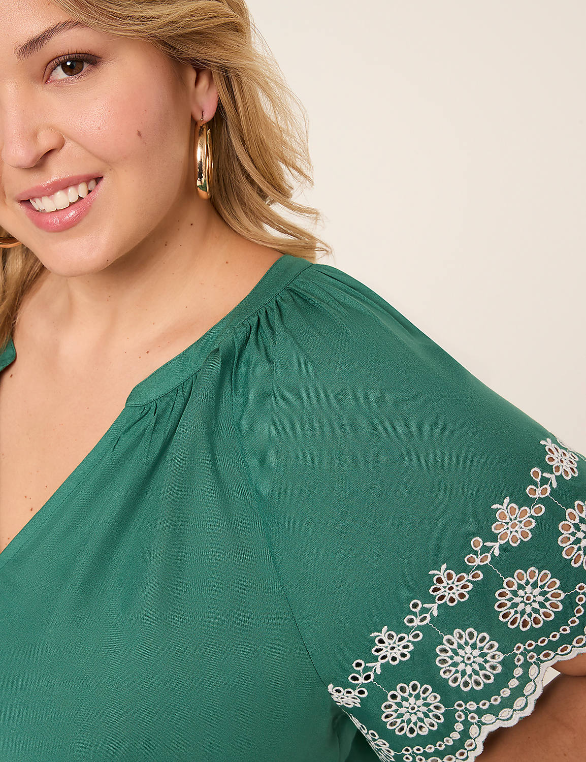 Short-Sleeve Split-Neck Top Product Image 4